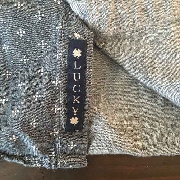 Lucky Brand Boys Blue Chambray Printed Button Up S - Picture 6 of 8